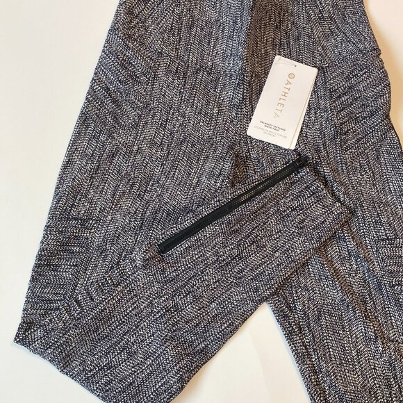 NWT Athleta Delancey Textured Moto Tight‎ Leggings Braiden Black Women's Small - Picture 1 of 12